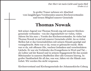 Anzeige von Thomas Nowak von MGO