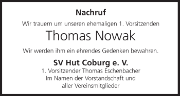 Anzeige von Thomas Nowak von MGO