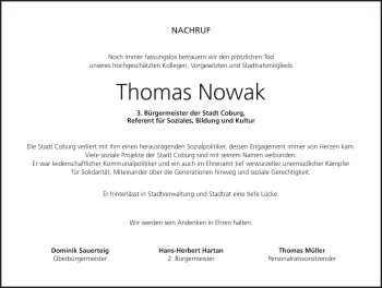 Anzeige von Thomas Nowak von MGO