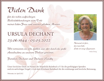 Anzeige von Ursula Dechant von MGO