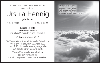 Anzeige von Ursula Hennig von MGO