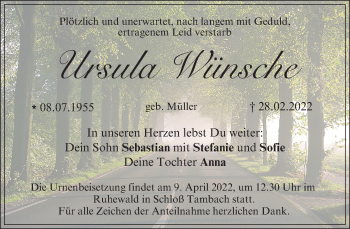 Anzeige von Ursula Wünsche von MGO