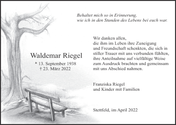 Anzeige von Waldemar Riegel von MGO