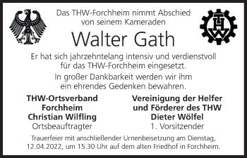 Anzeige von Walter Gath von MGO