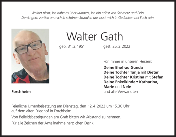 Anzeige von Walter Gath von MGO