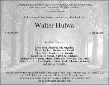 Anzeige von Walter Hulwa von MGO