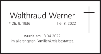 Anzeige von Walthraud Werner von MGO