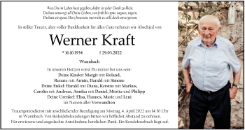 Anzeige von Werner Kraft von MGO