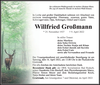 Anzeige von Wilfried Großmann von MGO