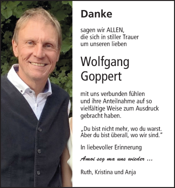 Anzeige von Wolfgang Goppert von MGO