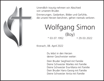 Anzeige von Wolfgang Simon von MGO