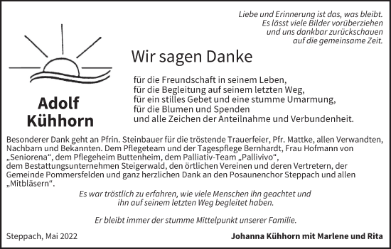 Anzeige von Adolf Kühhorn von MGO