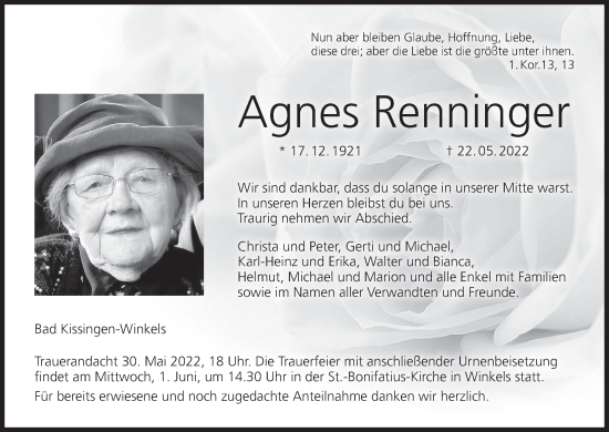 Anzeige von Agnes Renninger von MGO
