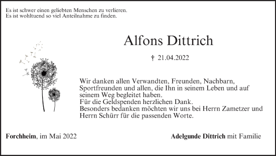 Anzeige von Alfons Dittrich von MGO