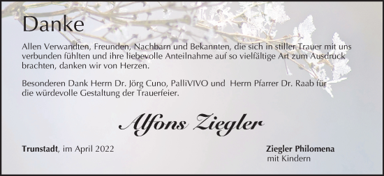 Anzeige von Alfons Ziegler von MGO