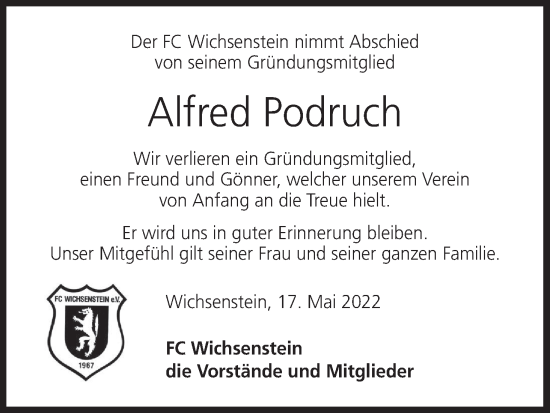 Anzeige von Alfred Podruch von MGO