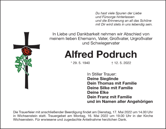 Anzeige von Alfred Podruch von MGO