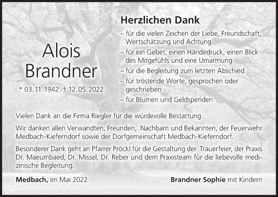 Anzeige von Alois Brandner von MGO