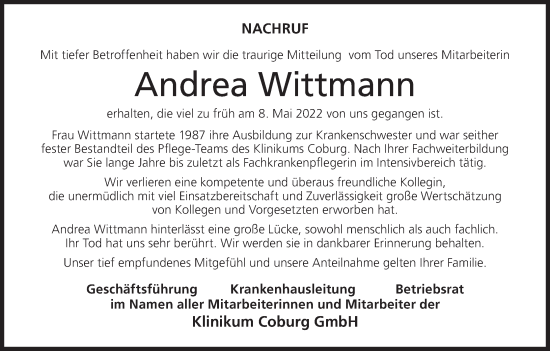 Anzeige von Andrea Wittmann von MGO