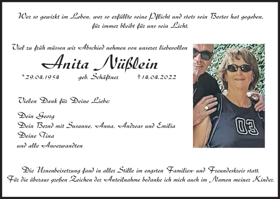 Anzeige von Anita Nüßlein von MGO