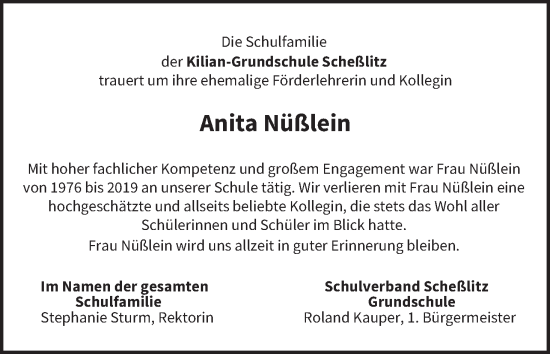 Anzeige von Anita Nüßlein von MGO