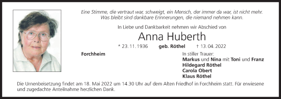 Anzeige von Anna Huberth von MGO