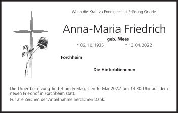 Anzeige von Anna-Maria Friedrich von MGO
