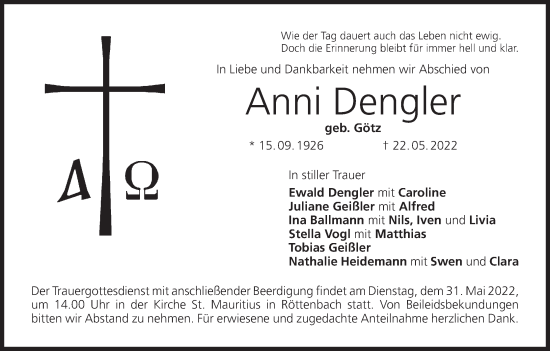 Anzeige von Anni Dengler von MGO