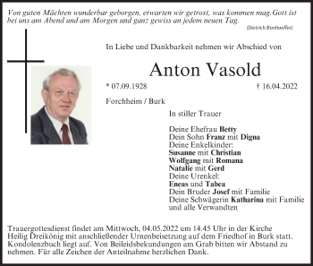 Anzeige von Anton Vasold von MGO
