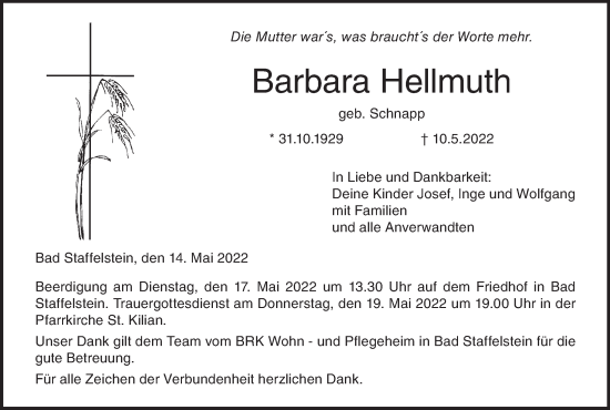 Anzeige von Barbara Hellmuth von MGO