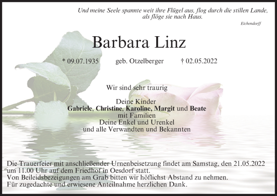 Anzeige von Barbara Linz von MGO