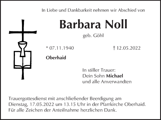 Anzeige von Barbara Noll von MGO