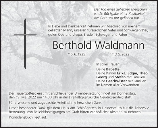 Anzeige von Berthold Waldmann von MGO