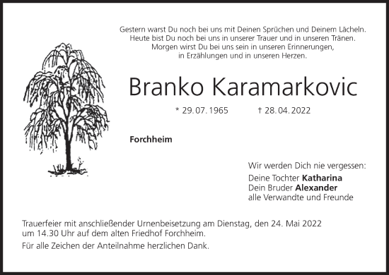 Anzeige von Branko Karamarkovic von MGO