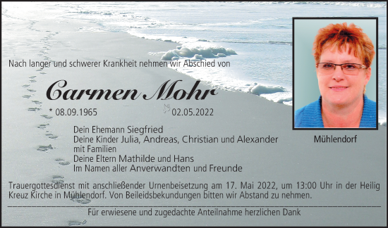 Anzeige von Carmen Mohr von MGO