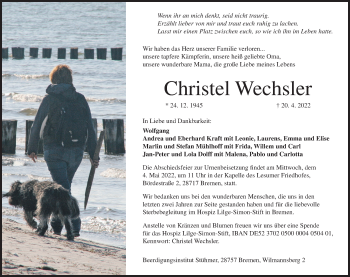 Anzeige von Christel Wechsler von MGO