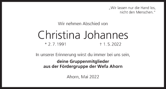 Anzeige von Christina Johannes von MGO