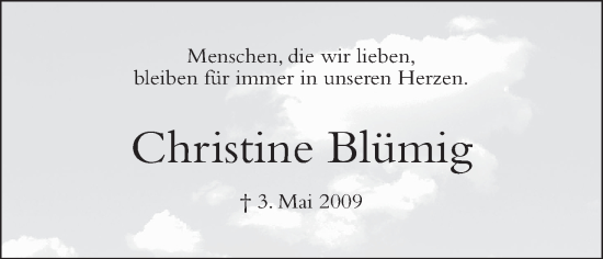 Anzeige von Christine Blümig von MGO