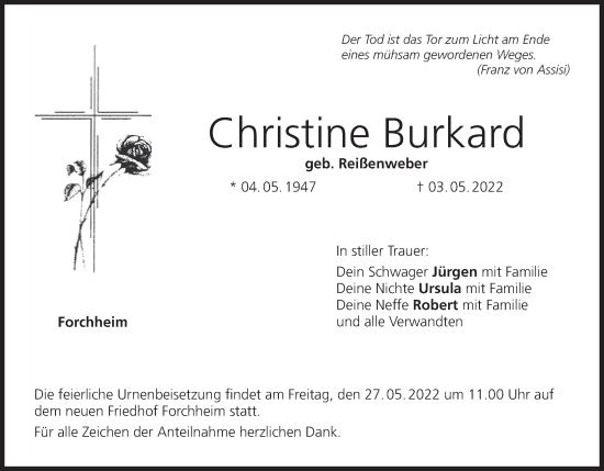 Anzeige von Christine Burkard von MGO