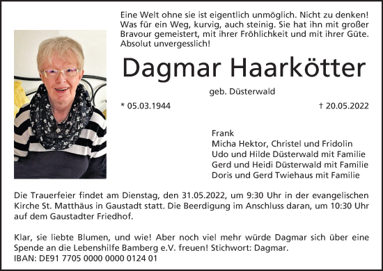 Anzeige von Dagmar Haarkötter von MGO