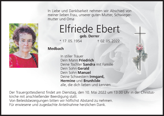 Anzeige von Elfriede Ebert von MGO