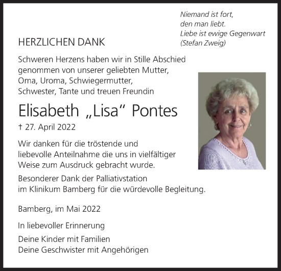 Anzeige von Elisabeth Pontes von MGO