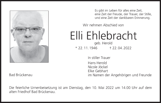 Anzeige von Elli Ehlebracht von MGO