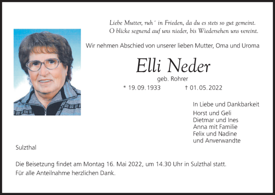 Anzeige von Elli Neder von MGO