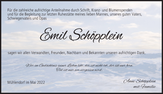 Anzeige von Emil Schöpplein von MGO