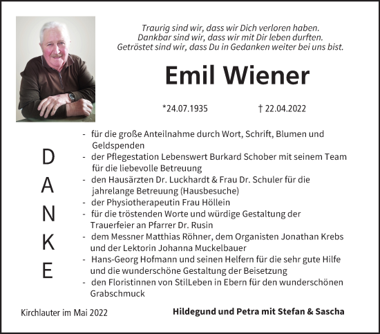 Anzeige von Emil Wiener von MGO