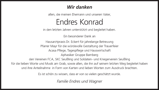 Anzeige von Endres Konrad von MGO