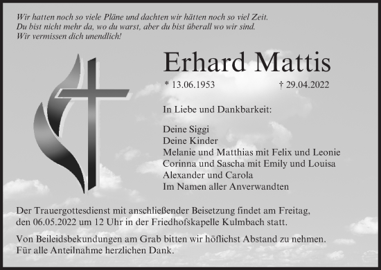 Anzeige von Erhard Mattis von MGO