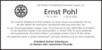 Anzeige von Ernst Pohl von MGO