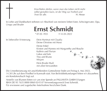 Anzeige von Ernst Schmidt von MGO